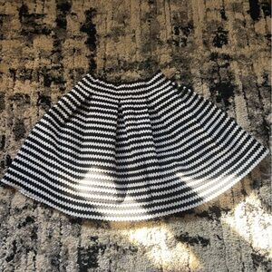 Express Black and White Striped Skater Skirt